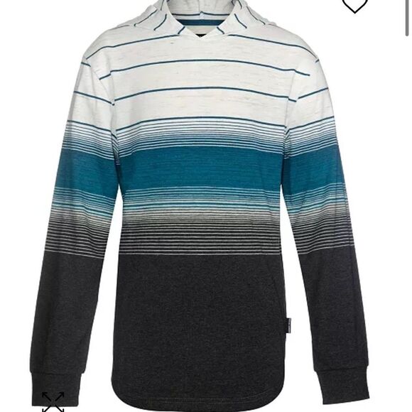 Univibe Long Sleeves Ludwig Color Block Hoodie Big Boys M Black Multi Pullover - Picture 2 of 8